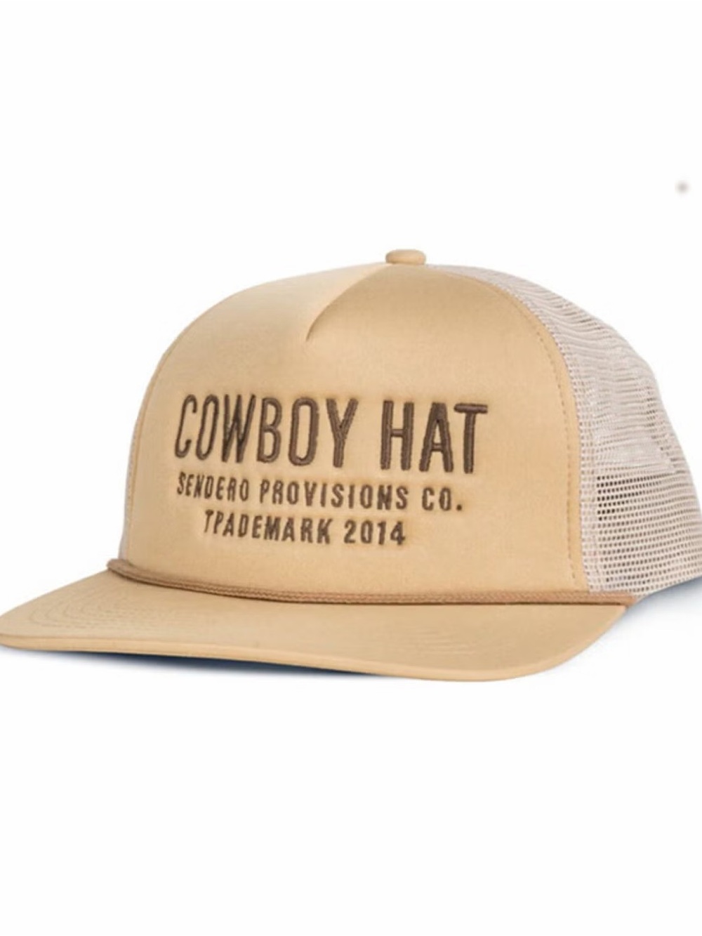 Sendero Provisions Company Tan Cowboy Hat Trucker Cap